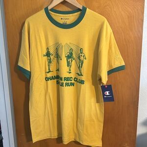 Champion Tshirt Mens Large Yellow Green